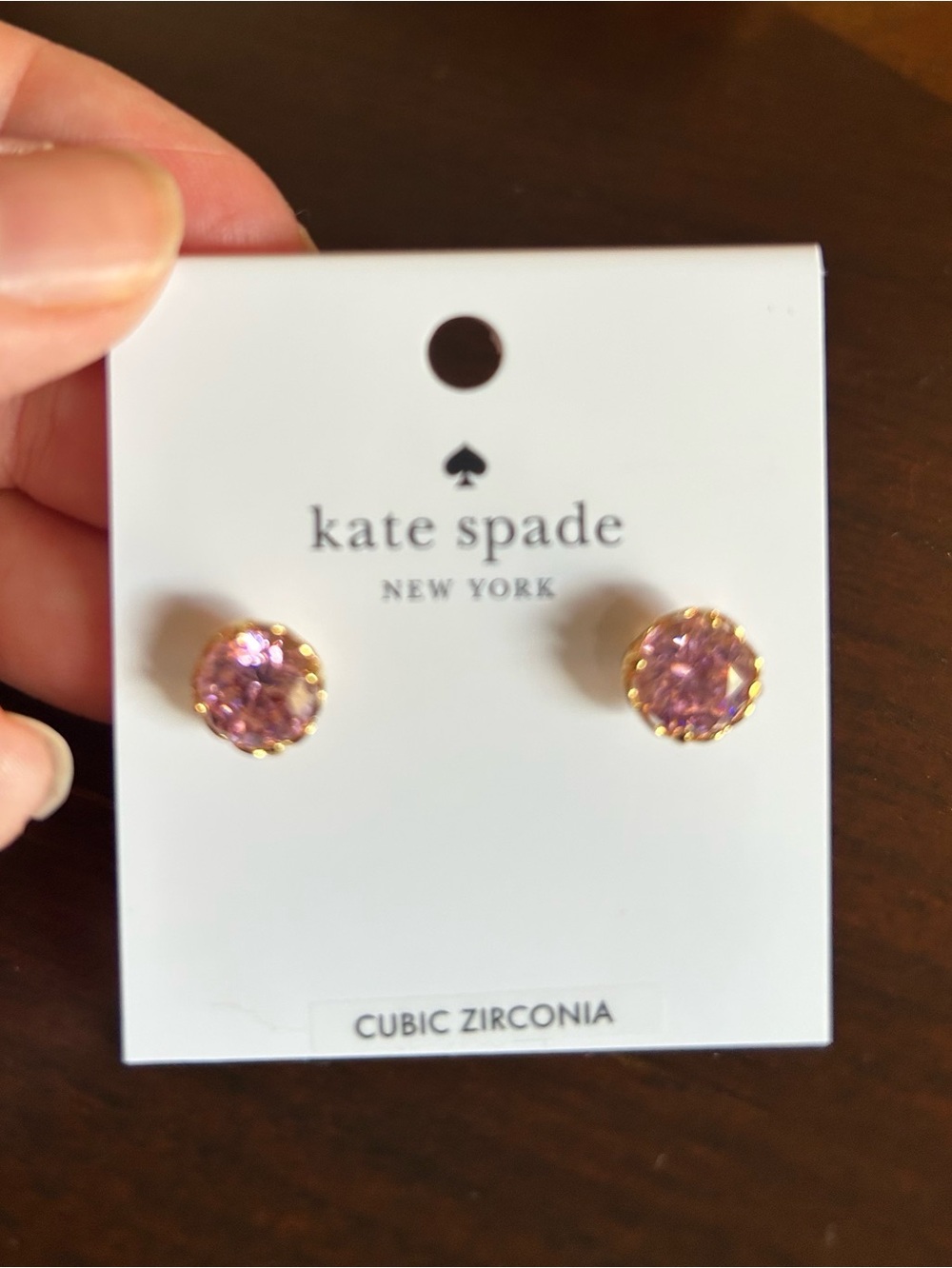 Kate Spade Pink Cubic Zirconia Gold Stud Earrings